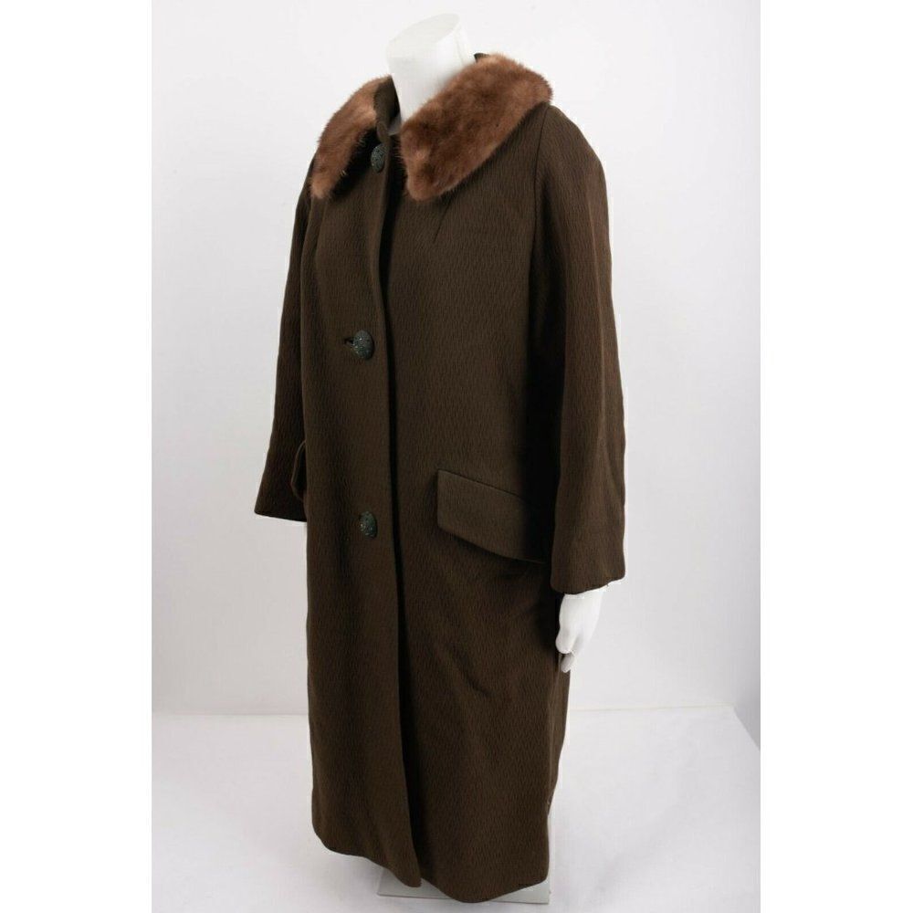 Vintage 1960s Forstmann Womens Green Long Coat Big - Picture 4 of 6